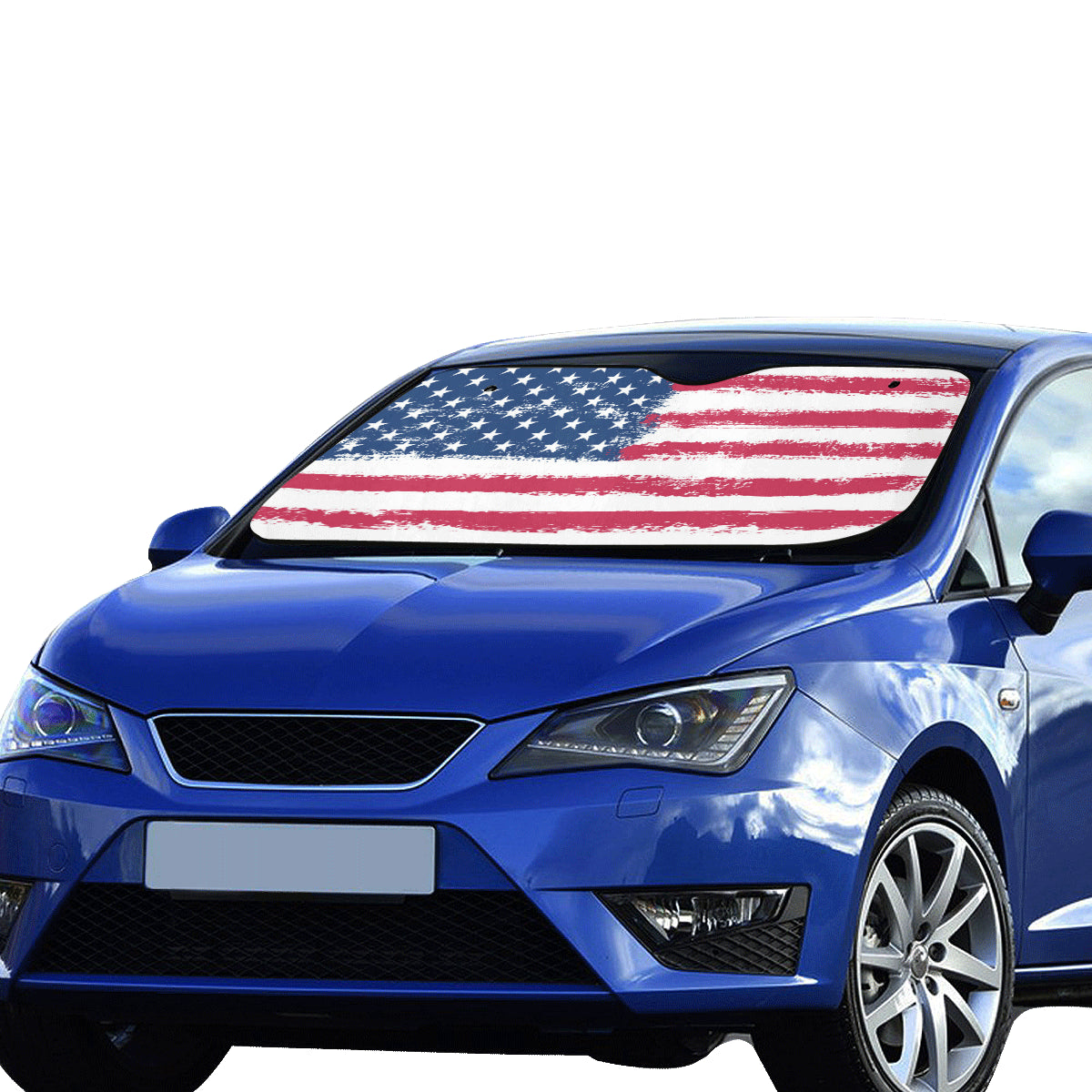 American Flag Windshield Sun Shade, Car Accessories Auto Black White USA Patriot Protector Window Visor Screen Decor 55" x 29.53" - Starcove Design