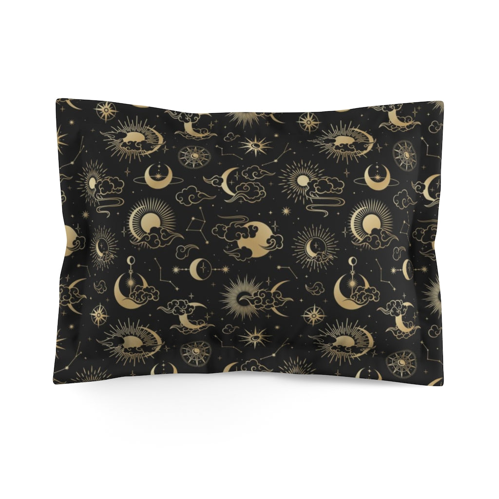 Moon Stars Microfiber Pillow Sham, Retro Sun Sky Oriental Matching Duvet Cover King Queen Unique Vibrant Bed Cover Home Bedding Girl Bedroom Starcove Fashion