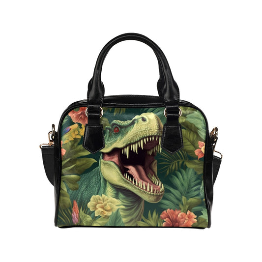 Dinosaur Purse, Dino T-rex Tropical Pattern Cute Small Shoulder Zip Bag Vegan Leather Women Ladies Designer Handbag Crossbody Starcove Fashion