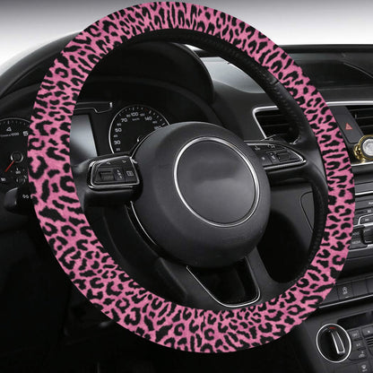 Pink Leopard Steering Wheel Cover with Anti-Slip Insert, Cute Purple Fuchsia Cheetah Animal Print Car Auto Wrap Protector Women Accessories Starcove Fashion