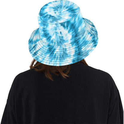 Blue Tie Dye Bucket Hat, Retro Vintage Summer Festival Cute Women Men Designer Beach Sun Shade Y2K Twill Starcove Fashion