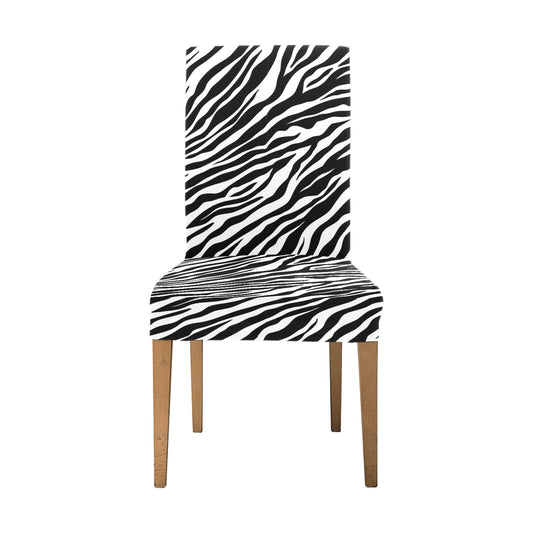 Zebra Dining Chair Seat Covers, Black White Animal Print Stretch Slipcover Furniture Dining Room Home Decor