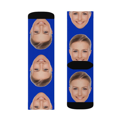Custom Face Socks, Solid Color Photo Face Dog Print Personalized 3D Sublimation Socks Women Men Funny Novelty Cool Funky Crazy Unique Gift Starcove Fashion