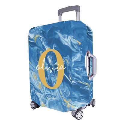 Personalized Luggage Cover, Custom Name Text Monogram Aesthetic Print Suitcase Bag Protector Travel Customized Wrap Small Large Gift