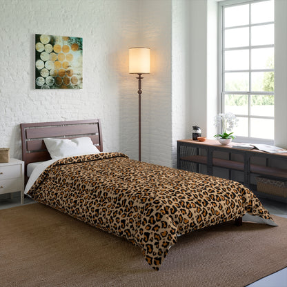 Leopard Print Bed Comforter, Cheetah Animal King Queen Twin Single Full Size Cool Luxury Quilted Blanket Bedding Decor Bedroom Starcove Fashion