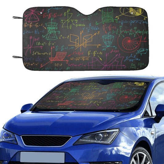 Math Windshield Sun Shade, Science Nerdy Engineering Car Accessories Auto Protector Front Window Visor Screen Decor Gift 55" x 29.53"