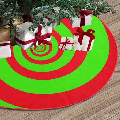 Red Lime Green Christmas Tree Skirt, Stripe Spiral Halloween Xmas Small Large Cover 30 36 48 Inch Decoration All Hallows Eve Starcove Fashion