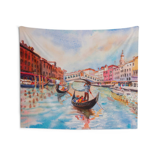 Venice Canal Tapestry, Watercolor Gondola Italy Landscape Indoor Wall Art Hanging Large Small Decor Home Dorm Room Gift Starcove Fashion