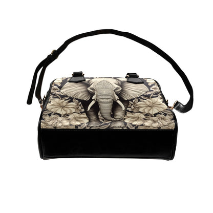 Elephant Leather Purse, Floral Women Designer Handbag Animal Print Black Small Cute Shoulder Vegan Leather Crossbody Bag Ladies Starcove Fashion