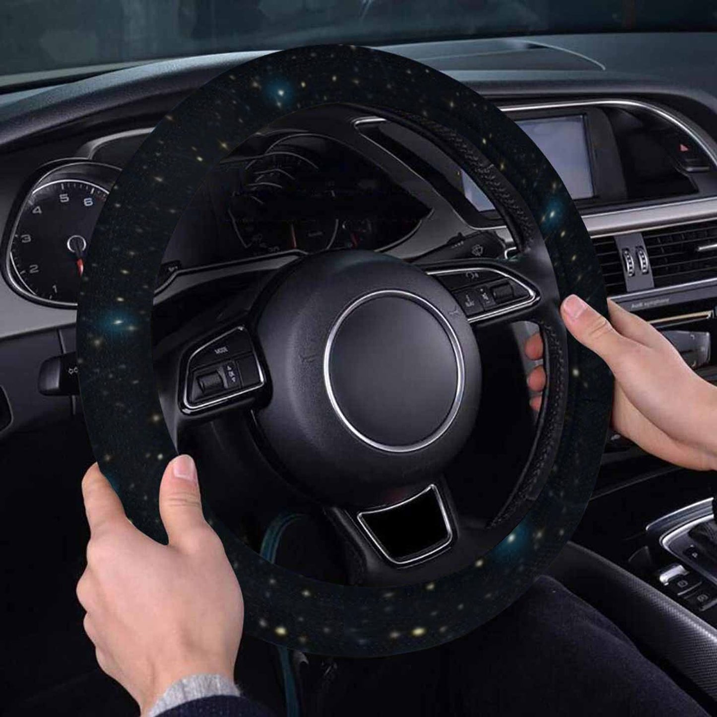 Constellation Steering Wheel Cover with Anti-Slip Insert, Space Stars Galaxy Night Sky Print Car Driving Auto Wrap Protector Women Men