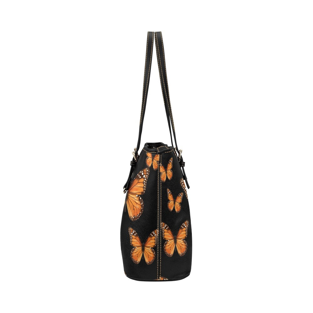 Monarch Butterfly Tote Bag Purse, Animal Print Handbag Women High Grade Leather Zip Top Small Large Designer Handmade Shoulder Work Bag