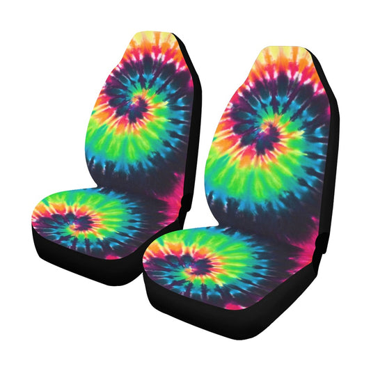 Tie Dye Car Seat Covers 2 pc, Colorful Hippie Swirl Pattern Boho Front Seat Covers, Car SUV Van Truck Seat Protector Accessory Starcove Fashion