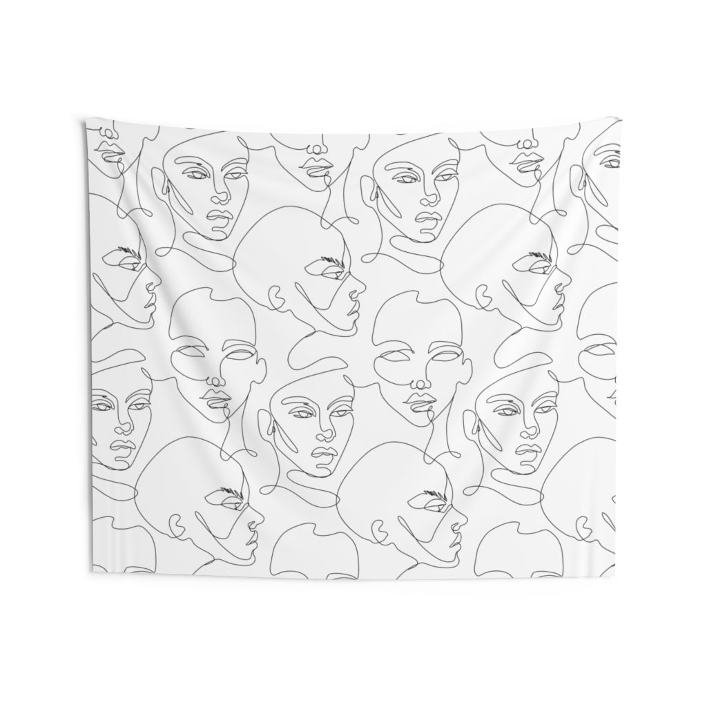 One Line Faces Tapestry, Modern Abstract White Landscape Indoor Wall Art Hanging Tapestries Large Small Decor Home Dorm Room Gift Starcove Fashion