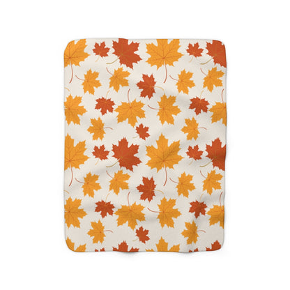 Autumn Fall Sherpa Fleece Blanket, Thanksgiving Leaves Harvest Orange Throw Soft Fluffy Adult Kids Adult Large Decor Gift Starcove Fashion
