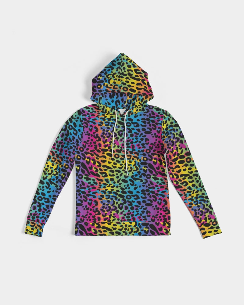 Rainbow Leopard Women Pullover Hoodie, Animal Print Aesthetic Graphic Hooded Long Sleeve Sweatshirt with Pockets Starcove Fashion