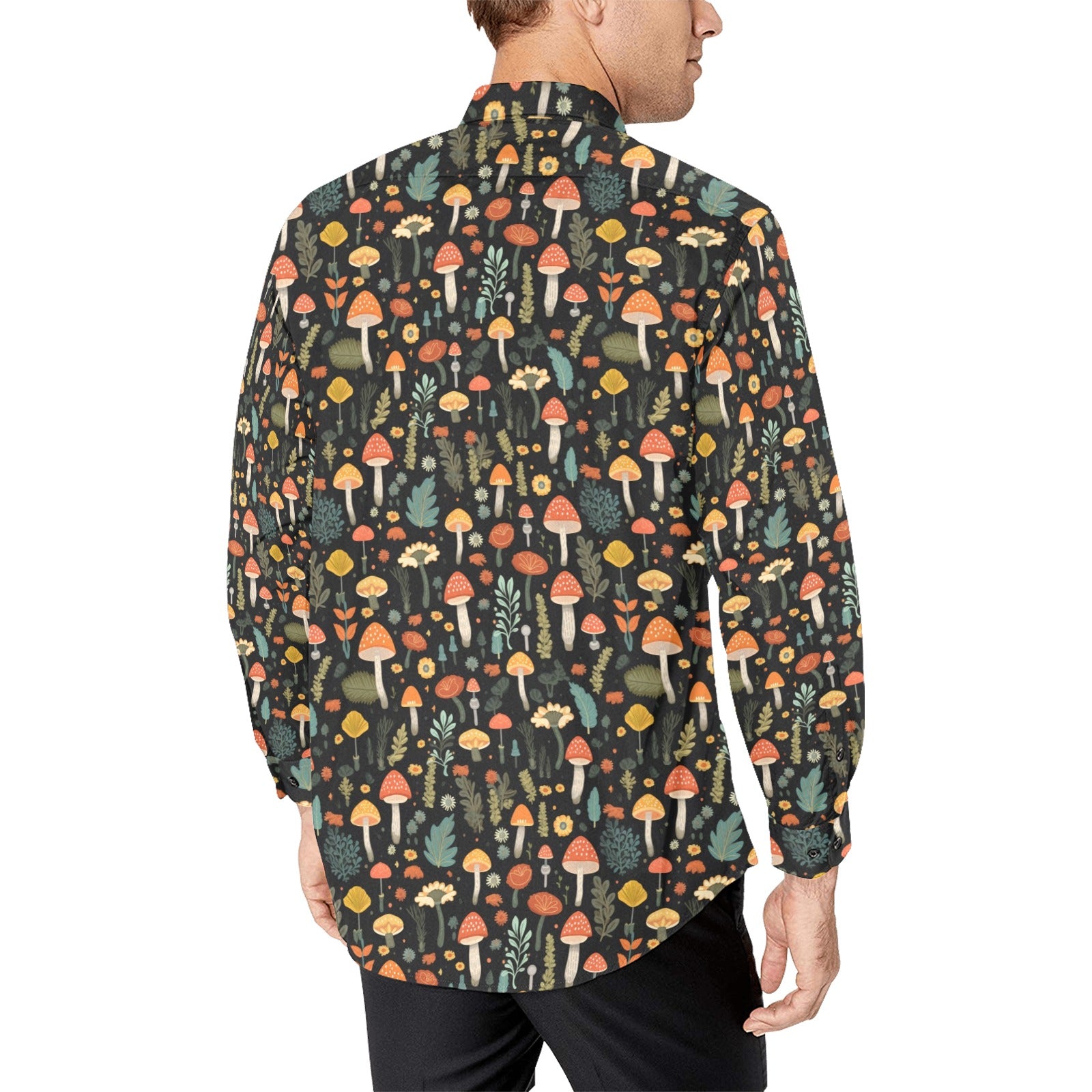 mushroom dress shirt Le mushroom" hand embroidered shirt
