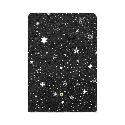 Stars Women Wallet, Space Black Faux Leather Trifold Long Clutch Credit Cards Coins Cash with Black Zipper Large Pocket Starcove Fashion