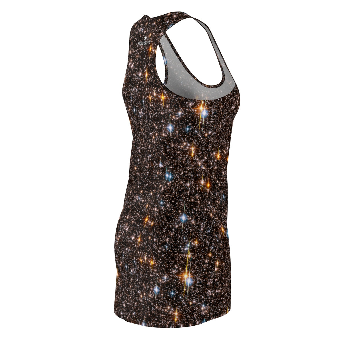 Galaxy Stars Dress, Black Galaxy Print, Outer Space Dress, Constellation Star Celestial Party Celebration Festival Universe Racerback Dress Starcove Fashion