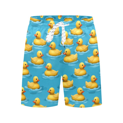 Yellow Rubber Duck Men Swim Trunks Shorts, Print Swimming Mid Length Funny Beach Pockets Mesh Drawstring Boys Casual Bathing Suit Summer Starcove Fashion