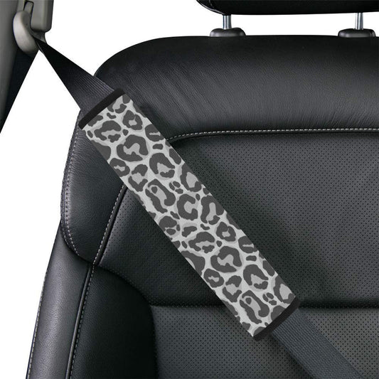 Grey Leopard Car Seat Belt Cover, Animal Print Gray Cheetah Cute Men Women Washable Strap Cushion Shoulder Pads Decoration Protector