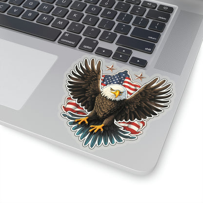 Bald Eagle Sticker, American Flag Patriotic USA Bird Laptop Decal Vinyl Waterbottle Tumbler Car Waterproof Bumper Die Cut Wall Mural