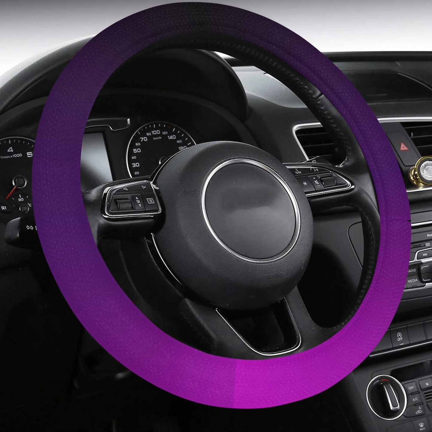 Black and Purple Steering Wheel Cover with Anti-Slip Insert, Gradient Ombre Tie Dye Color Car Auto Wrap Protector Women Accessories Starcove Fashion
