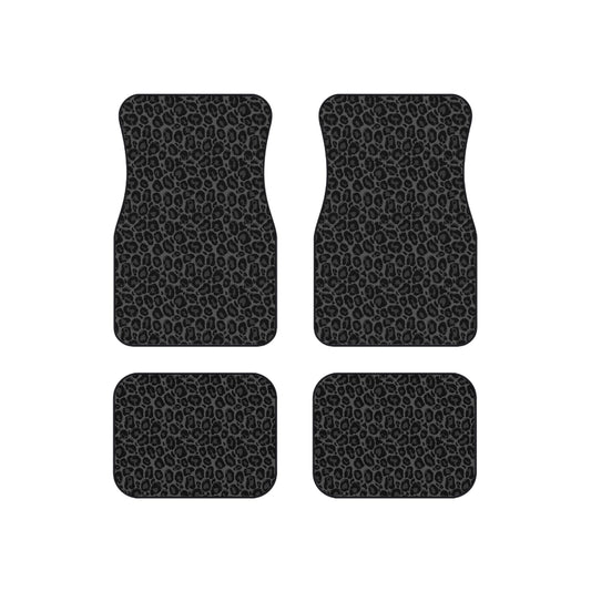 Black Leopard Car Front and Back Floor Mats (Set of 4), Cheetah Print Auto Vehicle Suv Truck Accessories Rubber All Weather Women Men Mat Starcove Fashion