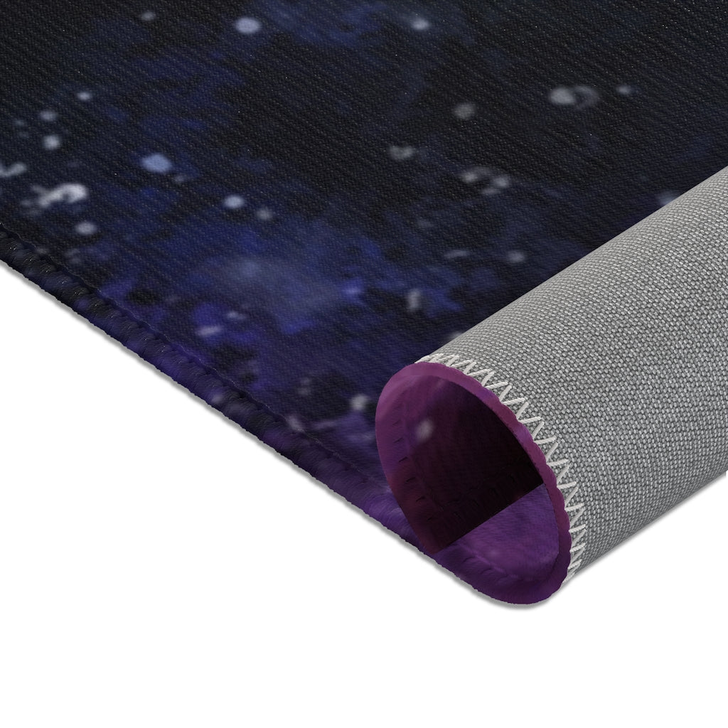 Galaxy Space Area Rug Carpet, Stars Universe Blue Dark Purple Home Floor Decor Boho Chic Kids Room Interior Design Washable Accent Patio Rug Starcove Fashion