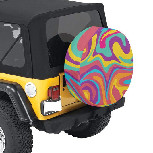 Groovy Tire Cover, Psychedelic Trippy Spare Wheel Cover Custom Unique Design RV Back Backup Camera Hole Camper Adventurous Gift Starcove Fashion
