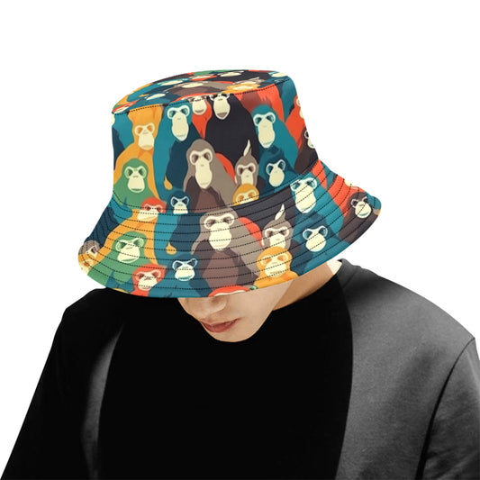 Monkey Bucket Hat, Golf Cool Retro Vintage Animal Summer Festival Cute Women Men Designer Beach Sun Shade Y2K Twill Starcove Fashion
