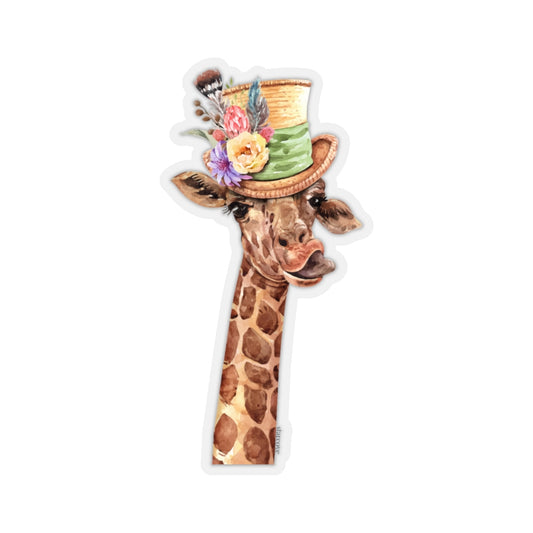 Giraffe With Hat Sticker, Funny Laptop Decal Vinyl Cute Waterbottle Tumbler Car Waterproof Bumper Aesthetic Die Cut Wall Mural Starcove Fashion