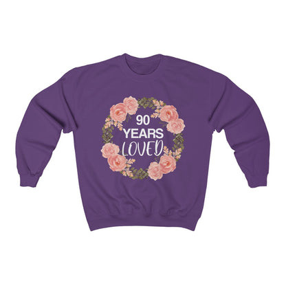 90th Birthday Sweatshirt, 90 Years Loved Women Mother Grandma Grandmother Old Mom Birthday Gifts Crewneck Sweater Jumper Starcove Fashion