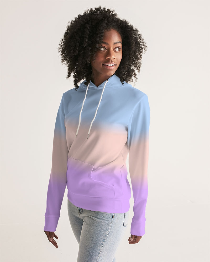 Tie Dye Women Pullover Hoodie, Pastel Blue Pink Gradient Ombre Aesthetic Graphic Hooded Long Sleeve Sweatshirt with Pockets Starcove Fashion