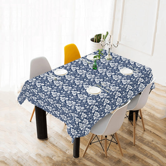 Blue Damask Tablecloth, Linen Rectangle Home Decor Decoration Cloth Table Cover Cotton Dining Room Party