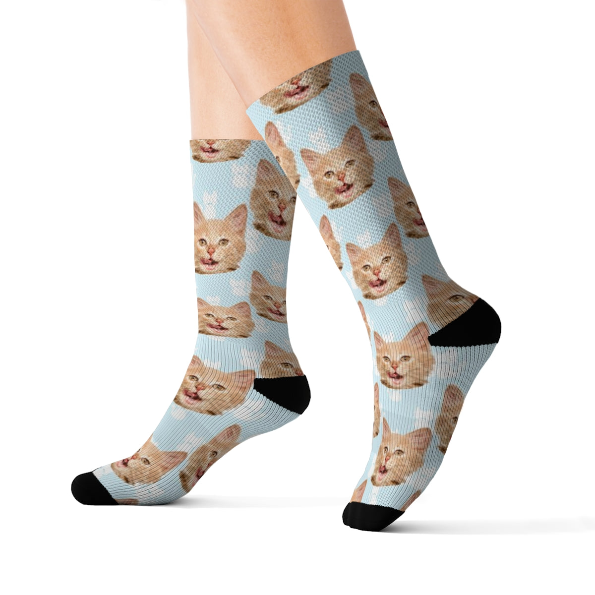 Custom Cat Face Socks, Photo Crew 3D Sublimation Women Men Mom Fun Novelty Cool Crazy Cute Unique Cat Lover Gift Starcove Fashion