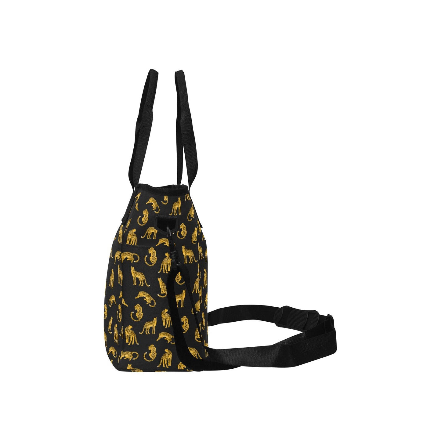 Leopard Canvas Tote Bag with Shoulder Strap, Animal Print Black Beach Summer Aesthetic Shopping Reusable Bag with Pockets Starcove Fashion
