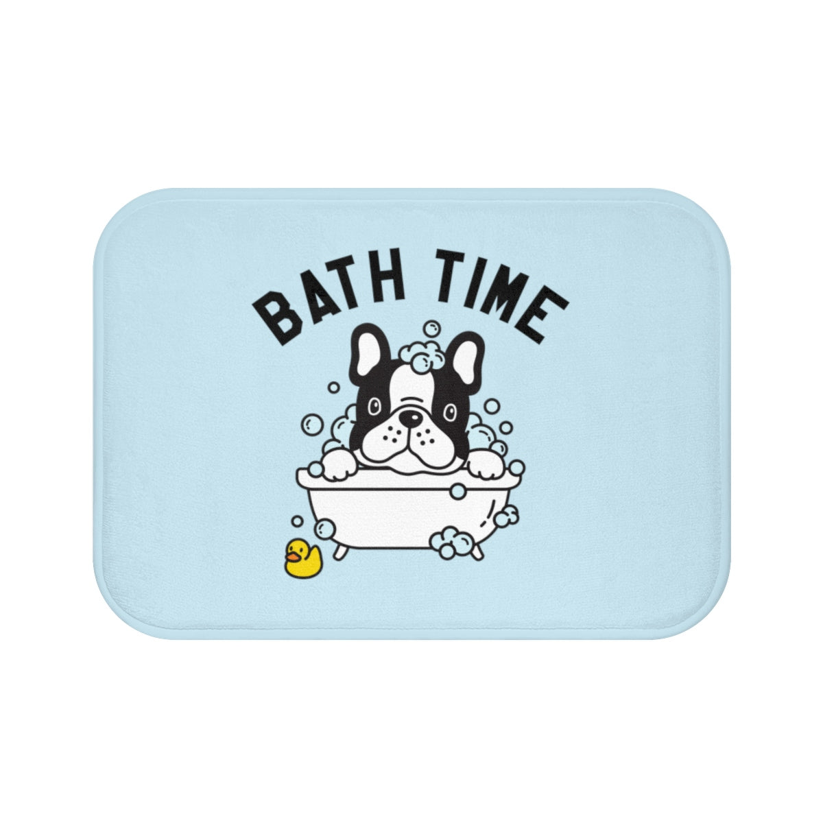 Non Slip Bath Mat, Bath Time Dog Puppy Duck Washing Illustration, Memory Foam Blue Bath Mat Bathroom Floor Rug, Luxury Bath Rugs Starcove Fashion