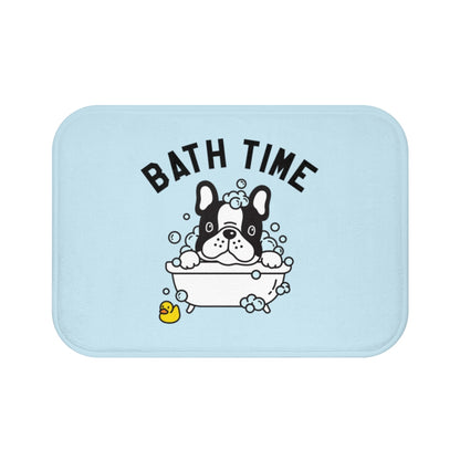 Non Slip Bath Mat, Bath Time Dog Puppy Duck Washing Illustration, Memory Foam Blue Bath Mat Bathroom Floor Rug, Luxury Bath Rugs Starcove Fashion