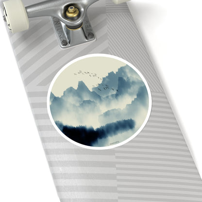 Forest Mist Landscape Sticker, Mountain Laptop Decal Vinyl Cute Waterbottle Tumbler Car Waterproof Bumper Aesthetic Die Cut Wall Mural Starcove Fashion