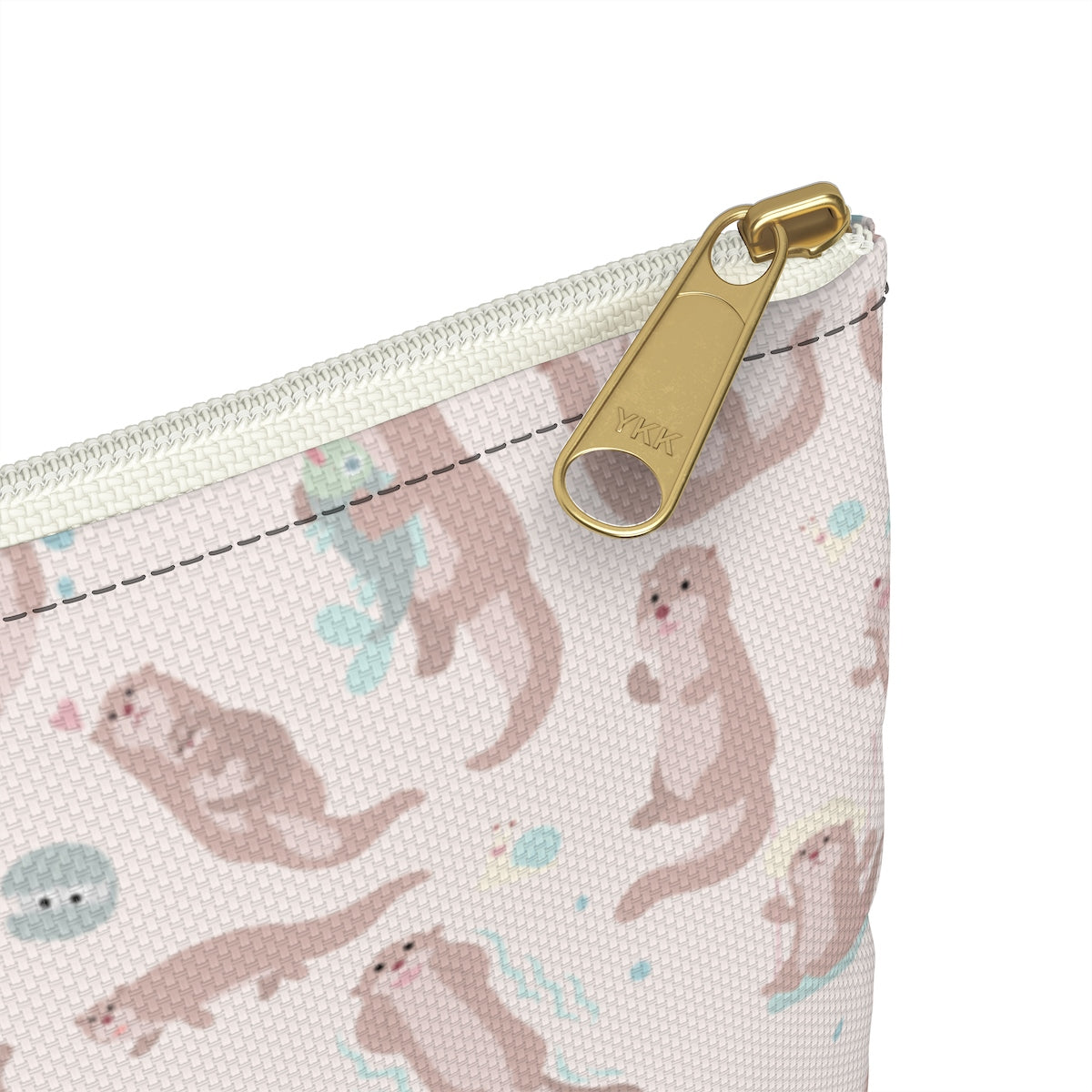 Sea Otter Zip Pouch Bag, Pink Pastel Pencil Makeup Travel Cosmetic Cute Gifts Zippered Coin Purse Accessories Otter Lovers Accessory Starcove Fashion