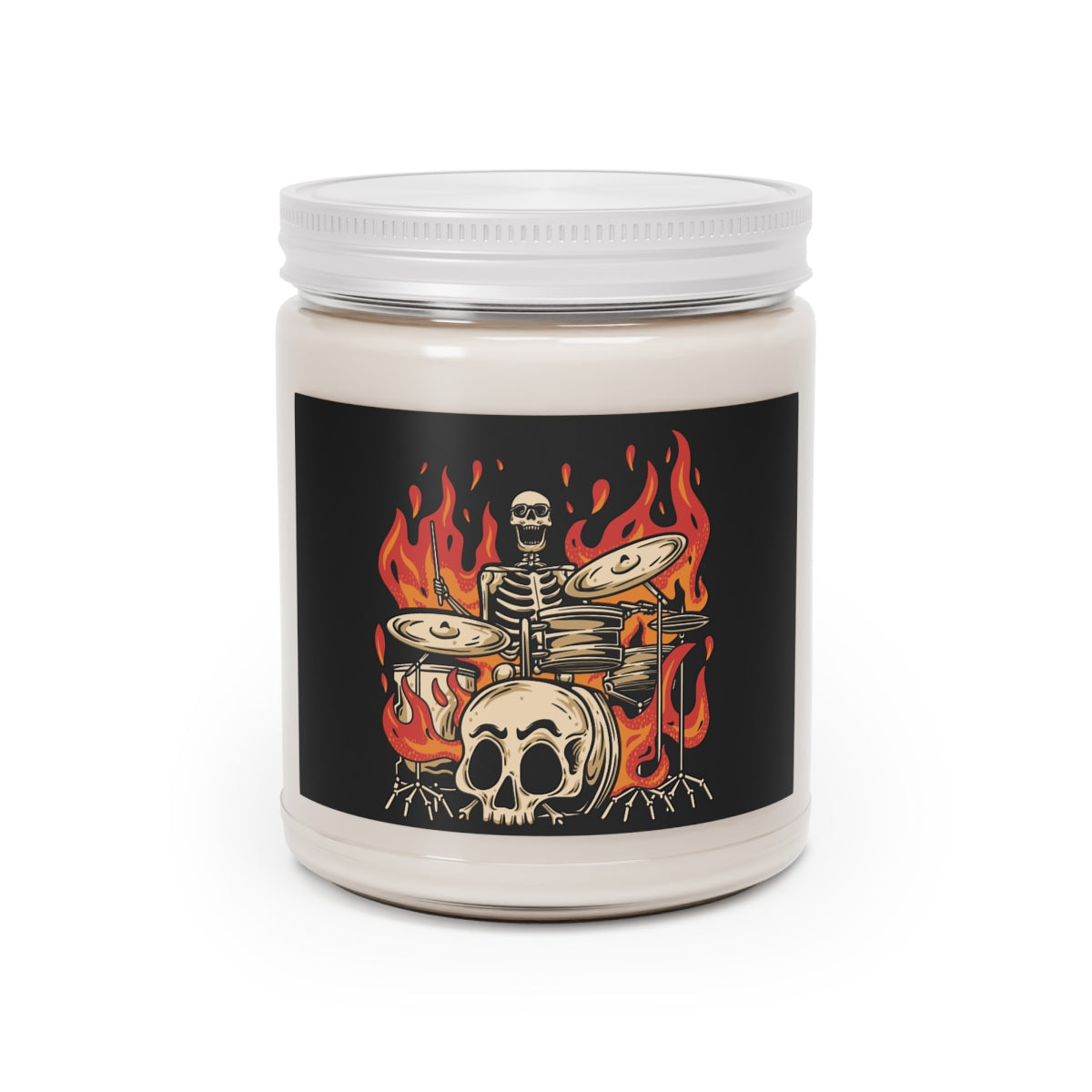 Drummer Fire Scented Candle, Skull Classic Rock Metal Band Handmade Aromatherapy Gothic Skeleton Soy Wax Men Gift Present Starcove Fashion