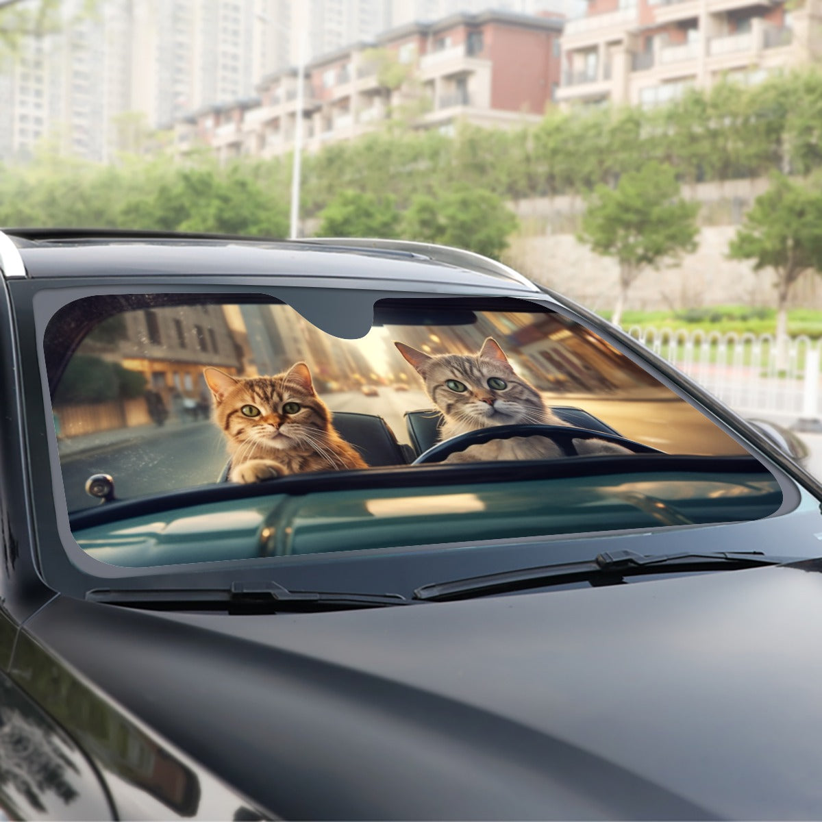 Cats Driving Car Sun Shade, Funny Front Windshield Coverings Blocker Auto Protector Window Visor Screen Cover Men Women Starcove Fashion
