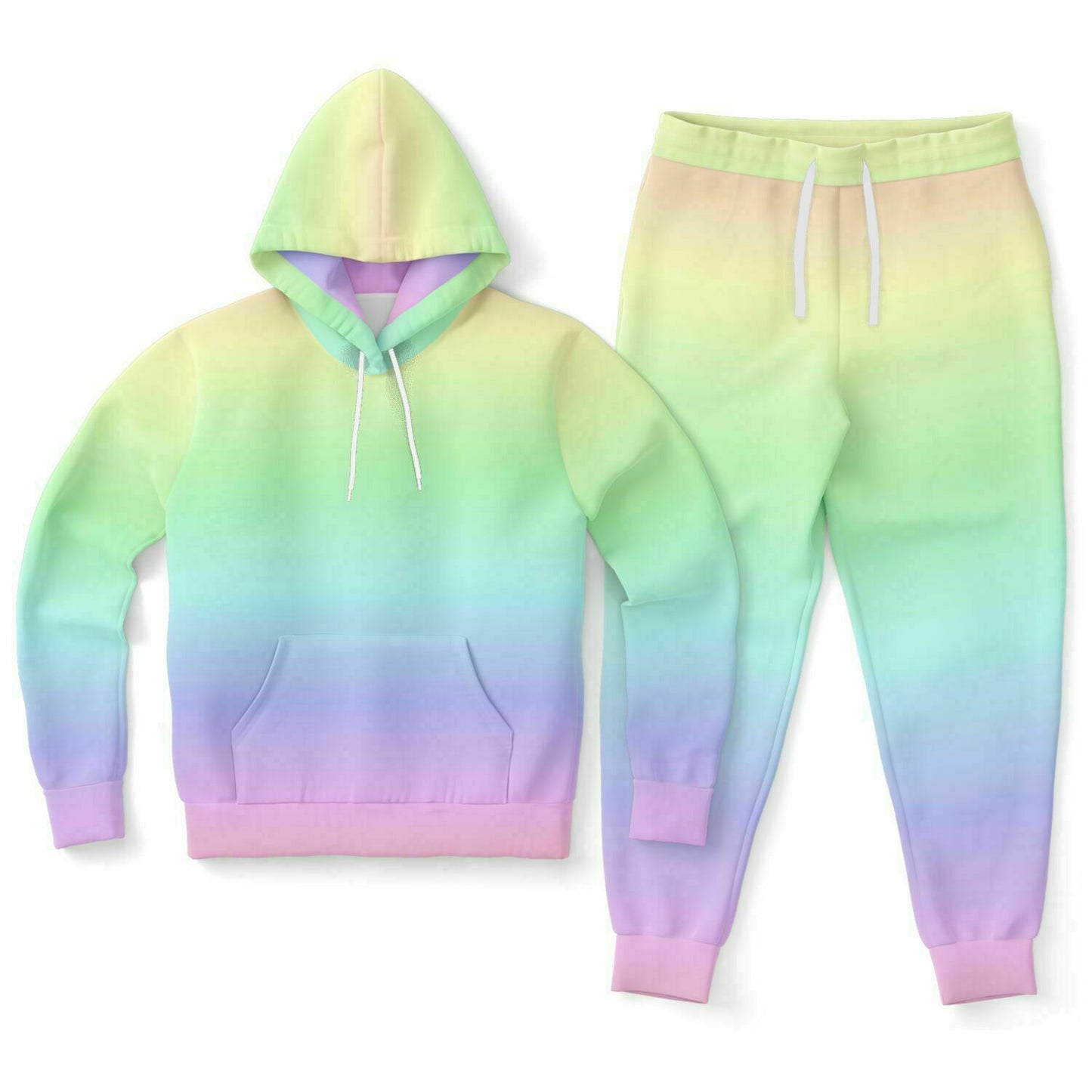 Pastel Rainbow Tie Dye Hoodie Jogger Sweat Set, Hooded Sweatshirt Sweatpants Women Men Kawaii Goth Ombre Sweatsuit  Plus Size Matching Starcove Fashion