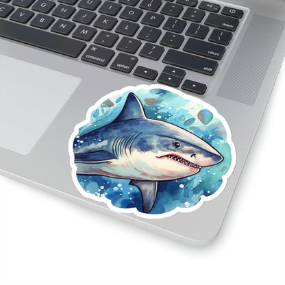 Great White Shark Sticker, Ocean Laptop Decal Vinyl Cute Waterbottle Tumbler Car Waterproof Bumper Aesthetic Die Cut Wall Mural Starcove Fashion