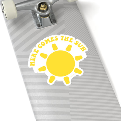 Here Comes The Sun Sticker, Yellow Vinyl Decal laptop art car waterproof stickers, tumbler window, aesthetic phone computer cute wall Starcove Fashion