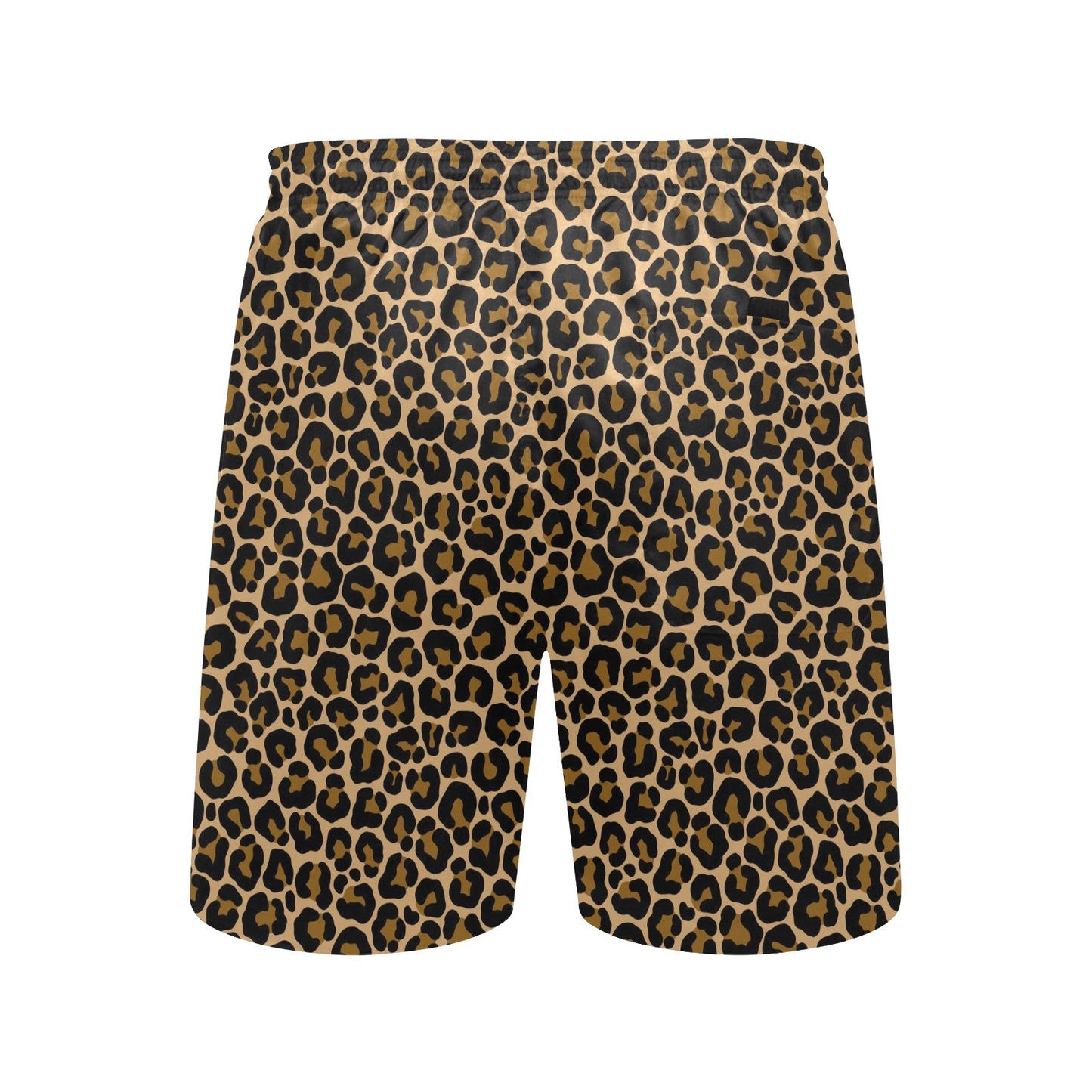 Leopard Men Swim Trunks, Mid Length Shorts Animal Print Beach Pockets Mesh Lining Drawstring Boys Casual Bathing Suit Plus Size Swimwear