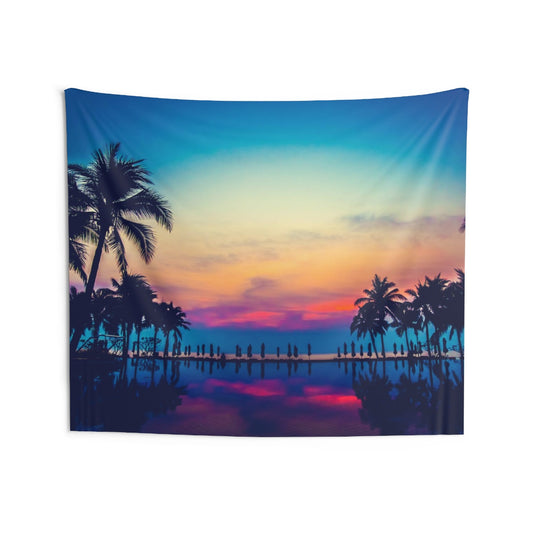 Tropical Palm Trees Pool Tapestry, Sunset Landscape Indoor Wall Art Hanging Tapestries Large Small Decor Home Dorm Room Gift Starcove Fashion