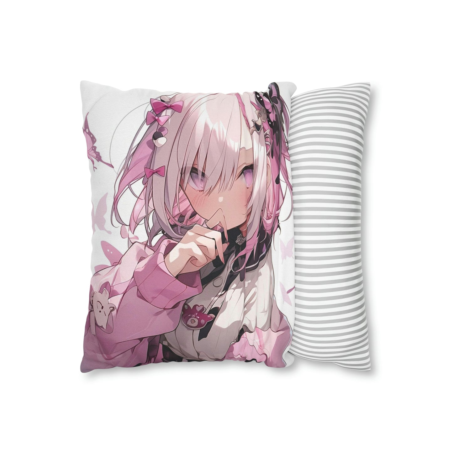 Anime Girl Pillow Case, Pink Square Throw Decorative Cover Room Décor Floor Couch Cushion 20 x 20 Zipper Sofa Starcove Fashion