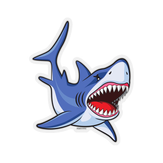 Great White Shark Sticker, Marine Fish Bite Blue  Laptop Decal Vinyl Cute Waterbottle Tumbler Car Bumper Aesthetic Label Wall Mural Starcove Fashion