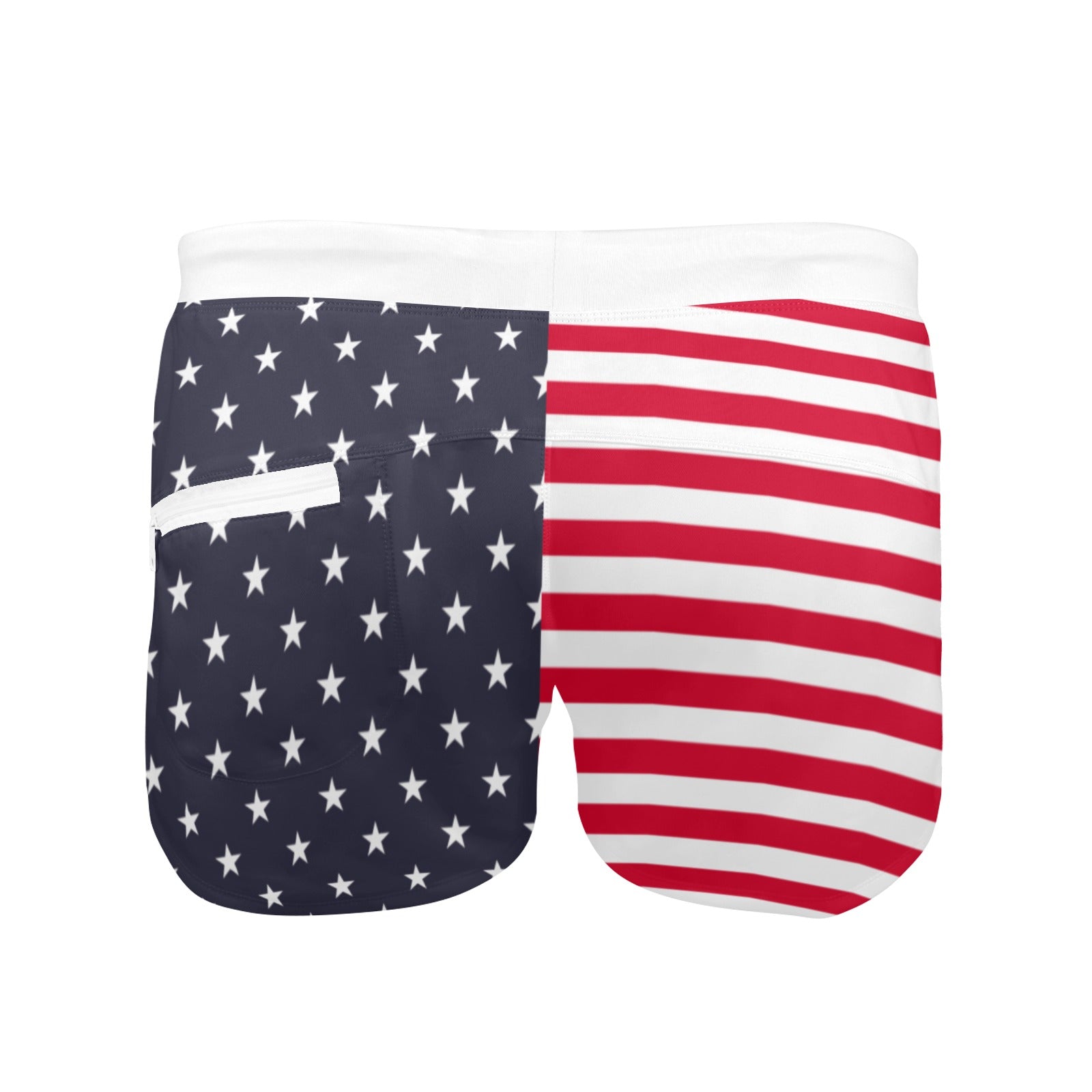 American Flag Men Swim Trunks Sexy, Red White Blue USA Stars